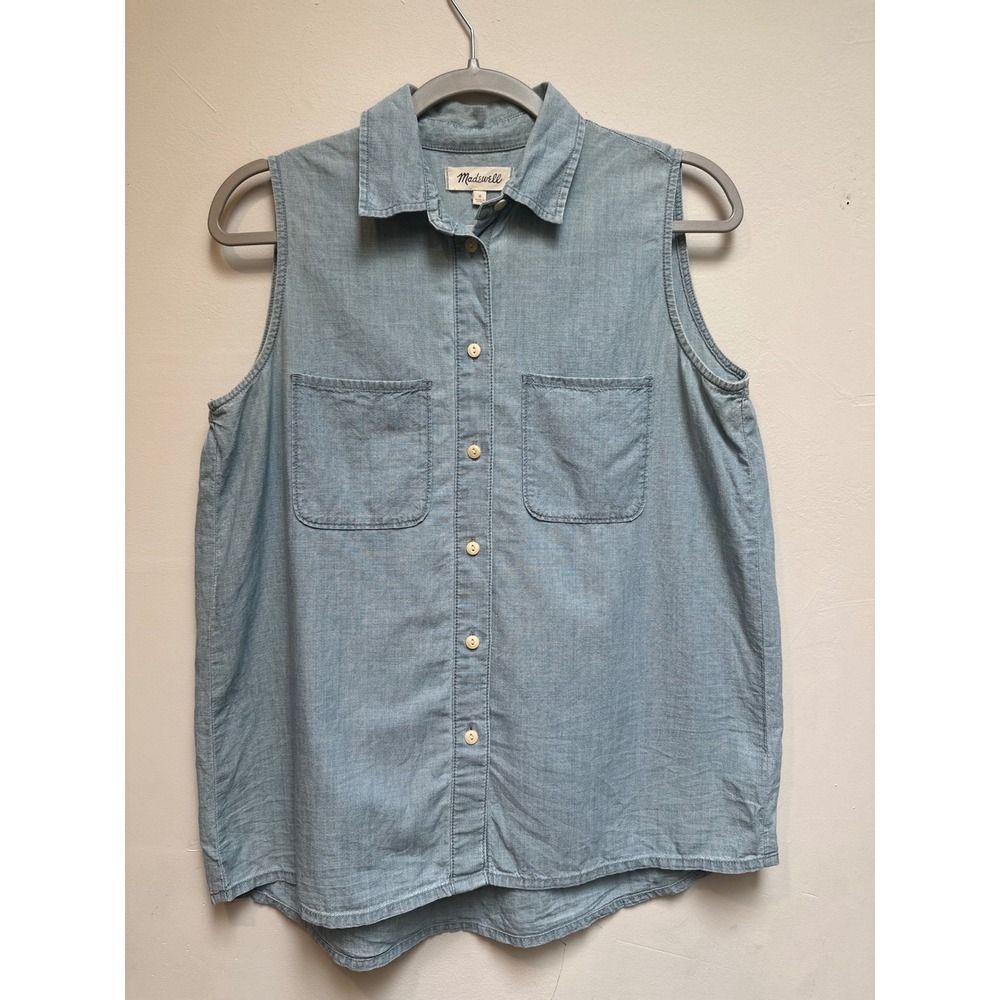 Madewell Chambray Sleeveless Buttondown 100% Cotton Summer Western Casual